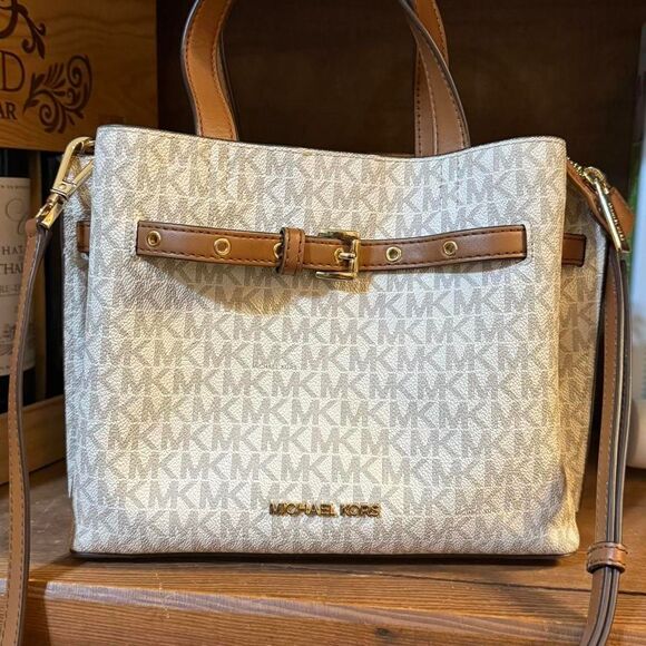 Michael Kors Emilia Small Satchel Signature Bag with Shoulder Strap - Picture 1 of 8